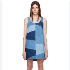 Frame Micro Flare Patchwork Denim Dress